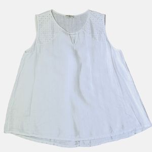 Plus size 1x Italian Made white linen sleeveless top by TERZO MILLENNIO
